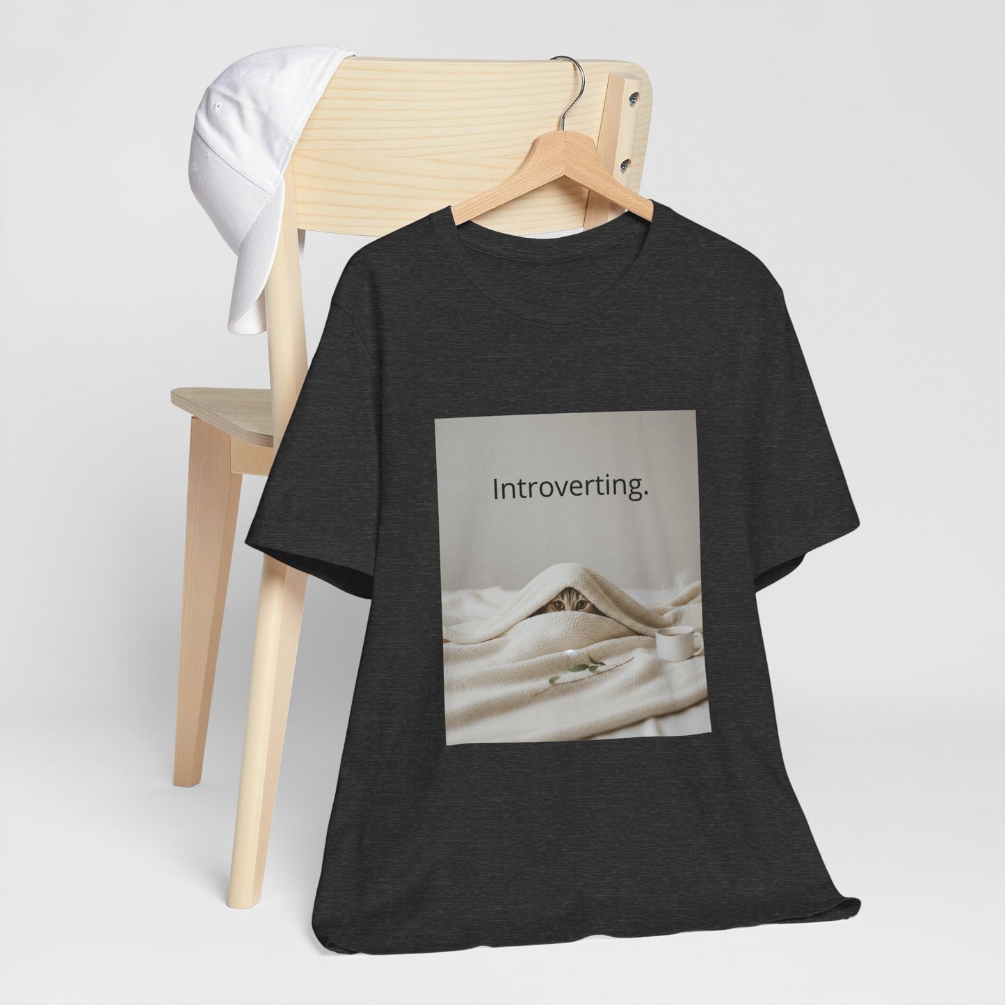 Introverting Cat Tee — Cozy Cat Under Blanket Graphic T-Shirt