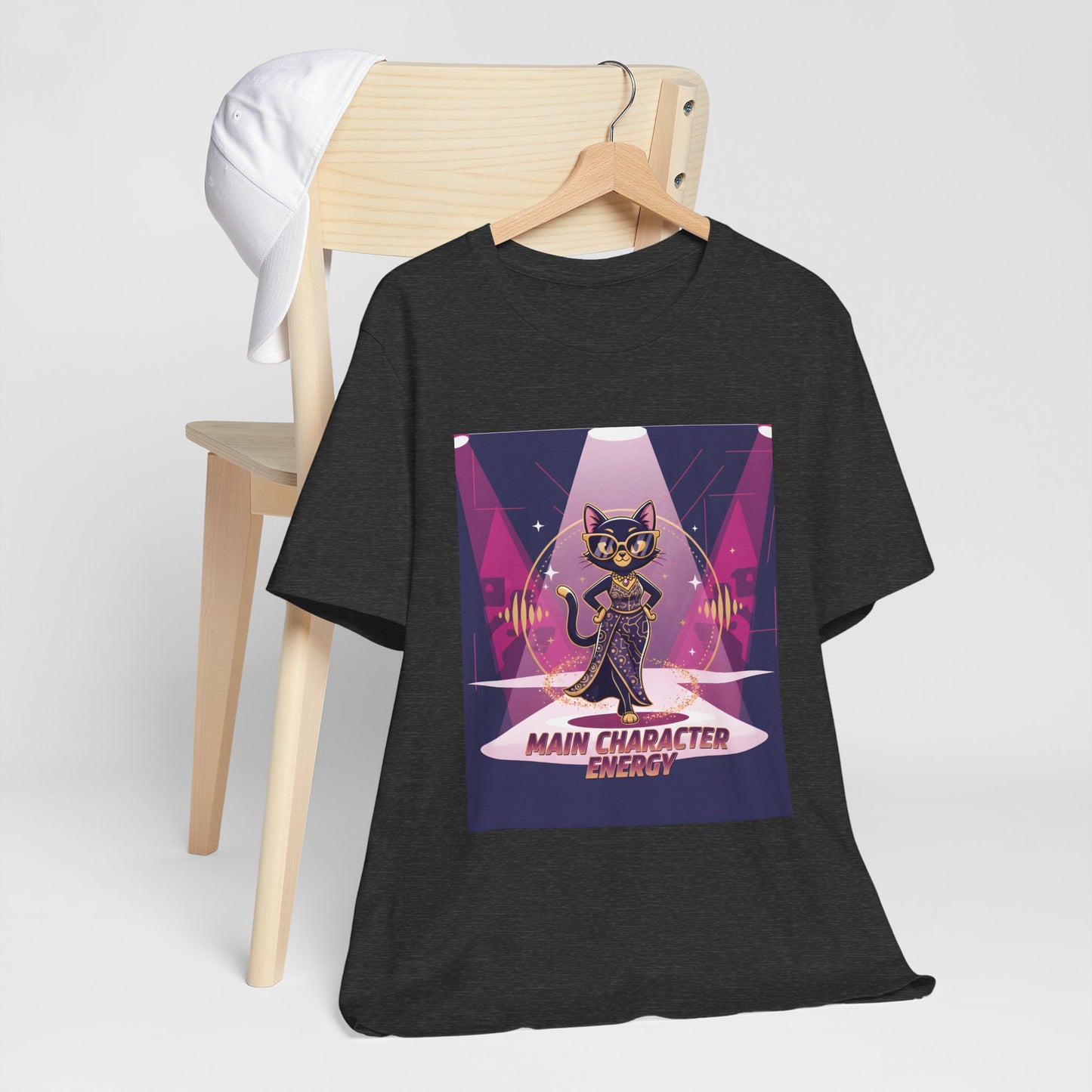 Main Character Energy Cat T-Shirt — High-Class Spotlight Kitty Tee