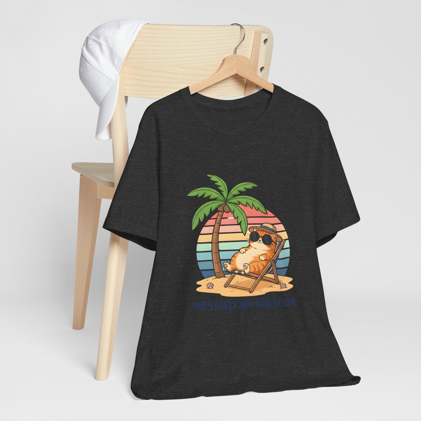 Mentally On Vacation Cat Tee — Beach Cat Palm Tree T-Shirt