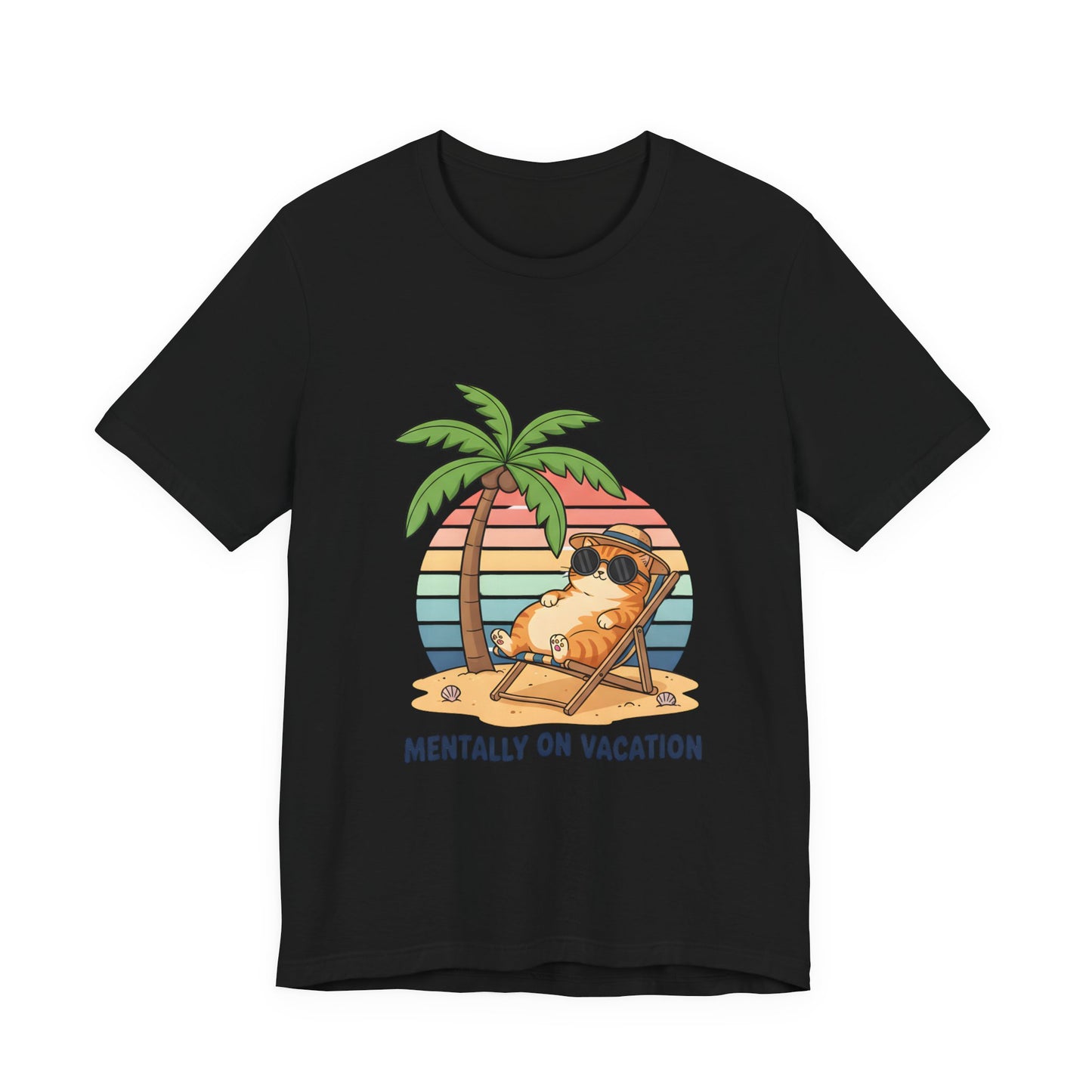 Mentally On Vacation Cat Tee — Beach Cat Palm Tree T-Shirt