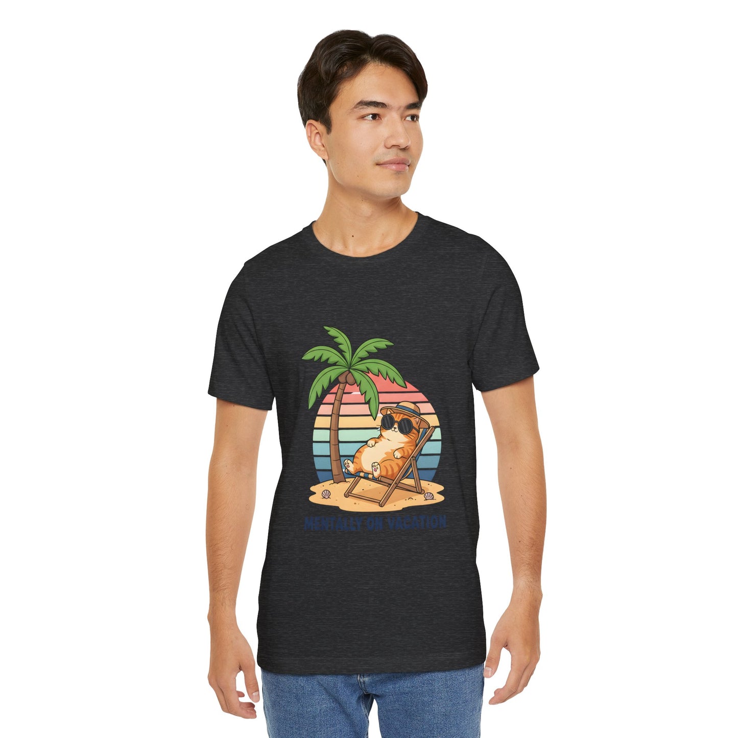 Mentally On Vacation Cat Tee — Beach Cat Palm Tree T-Shirt
