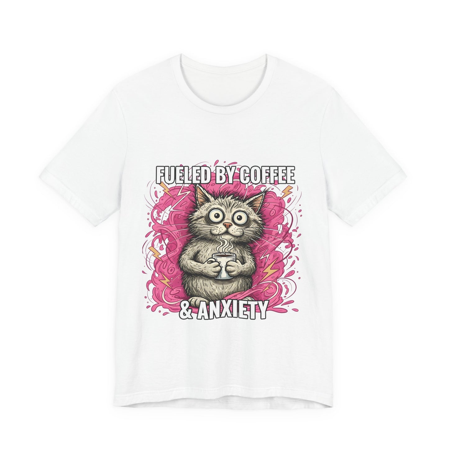 Fueled by Coffee and Anxiety Cat T-Shirt