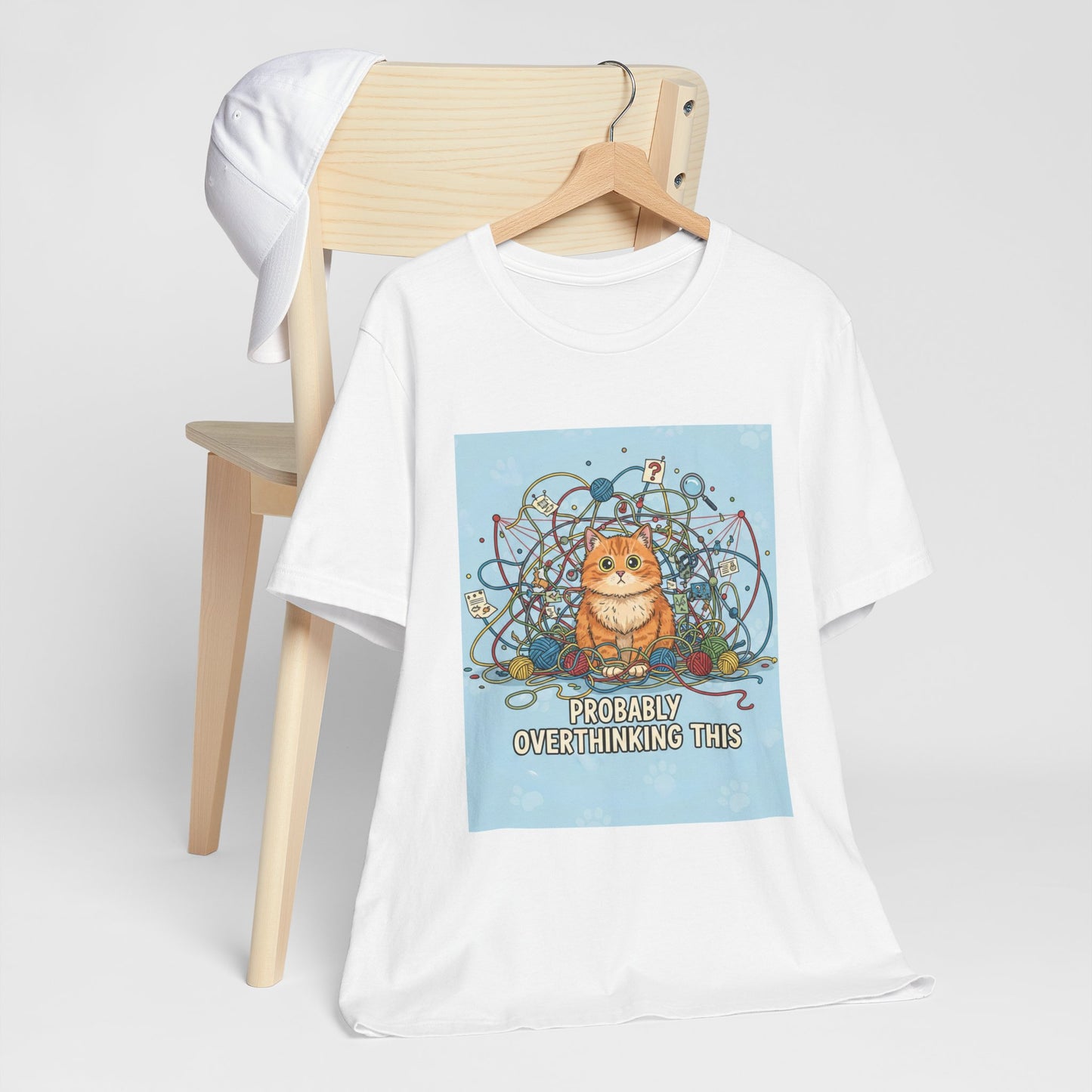 Probably Overthinking This Cat T-Shirt — Cat in Yarn Graphic Tee