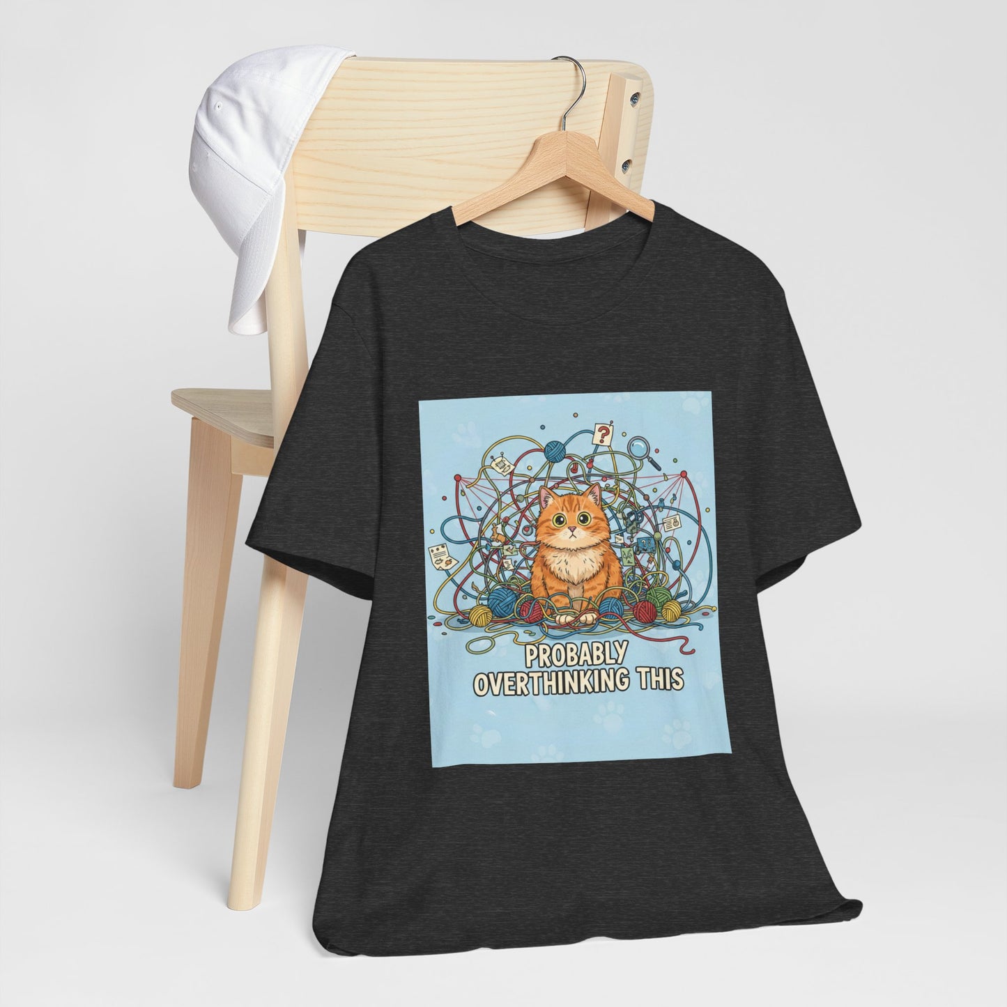 Probably Overthinking This Cat T-Shirt — Cat in Yarn Graphic Tee