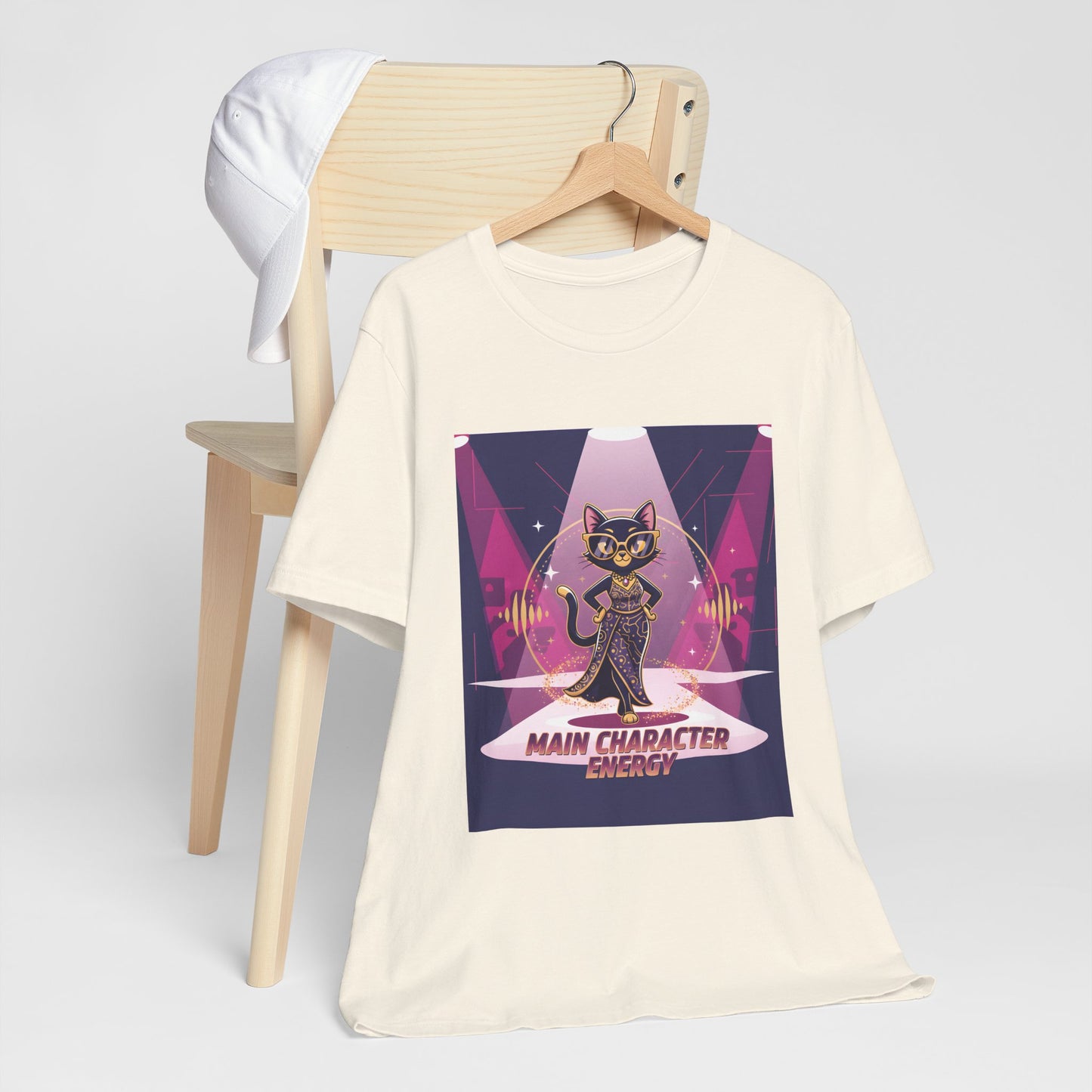 Main Character Energy Cat T-Shirt — High-Class Spotlight Kitty Tee