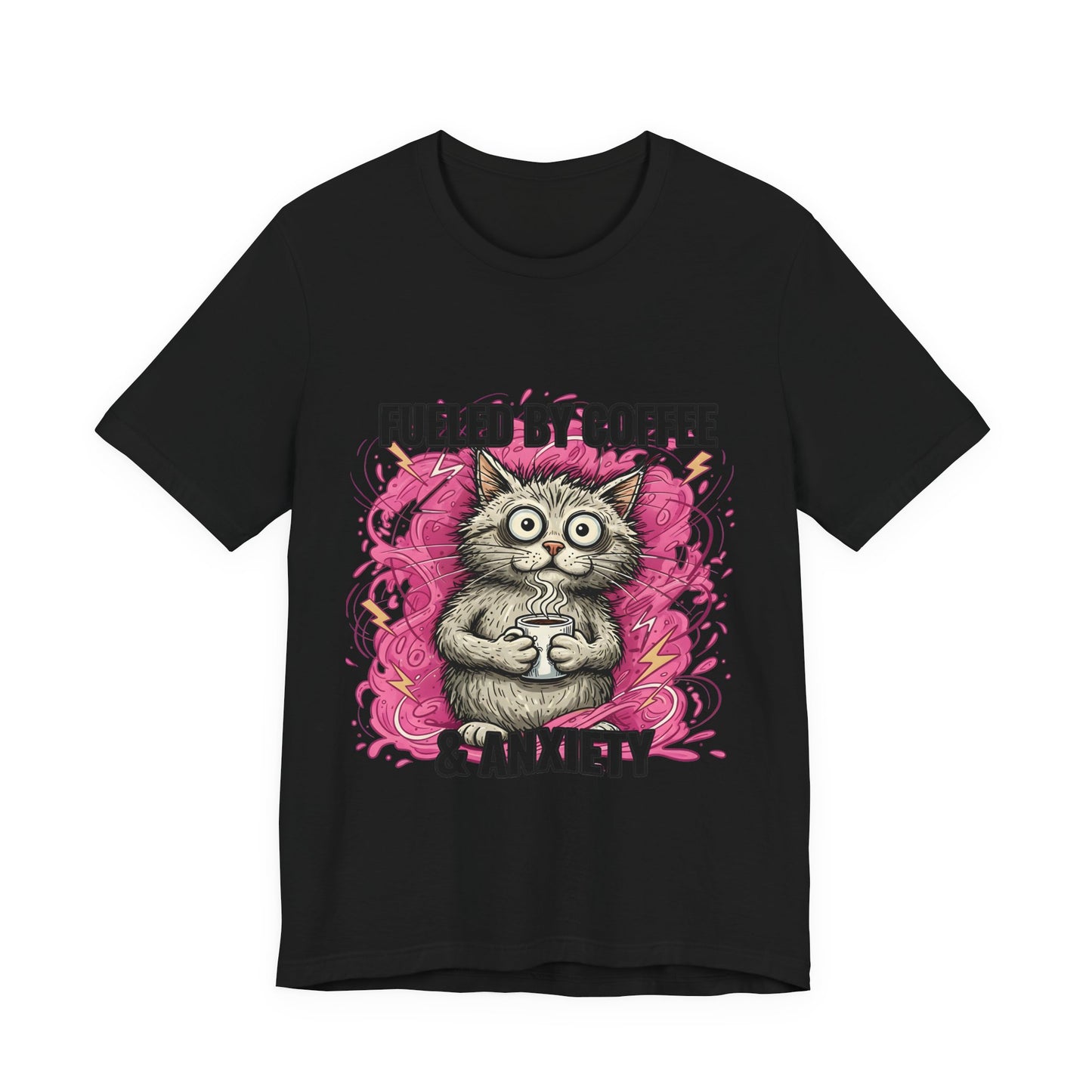 Fueled by Coffee and Anxiety Cat T-Shirt