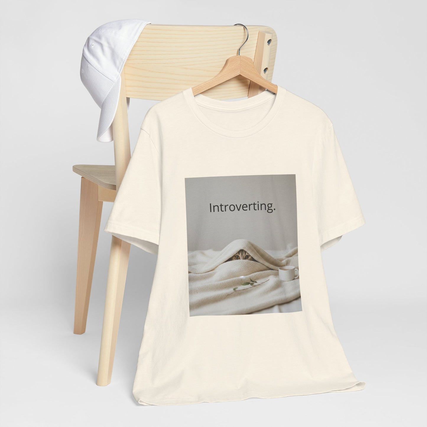 Introverting Cat Tee — Cozy Cat Under Blanket Graphic T-Shirt