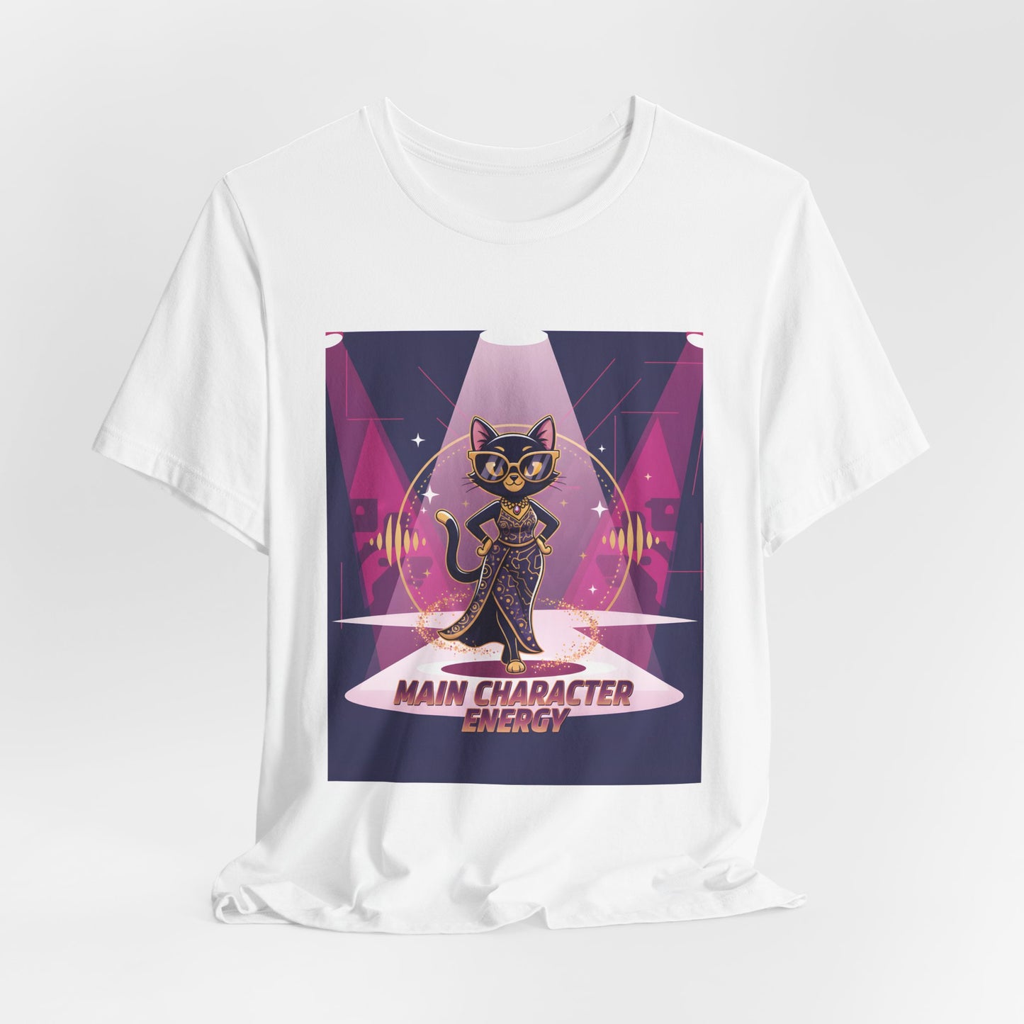 Main Character Energy Cat T-Shirt — High-Class Spotlight Kitty Tee