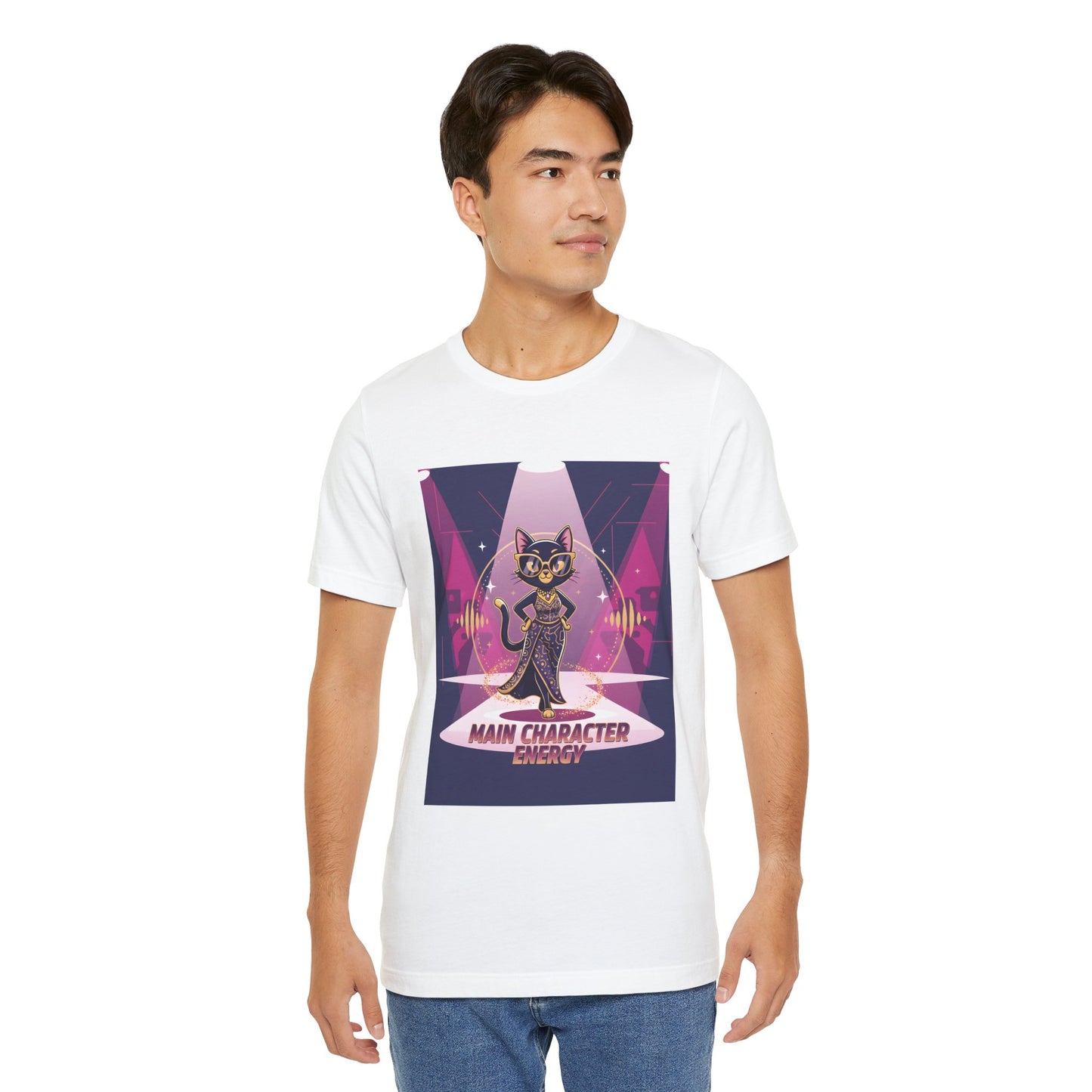 Main Character Energy Cat T-Shirt — High-Class Spotlight Kitty Tee