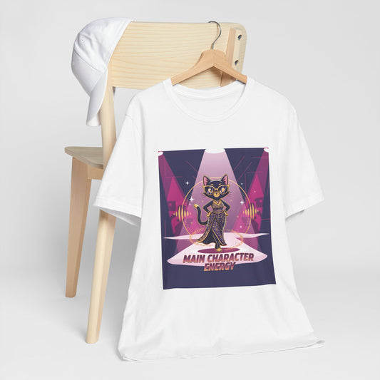 Main Character Energy Cat T-Shirt — High-Class Spotlight Kitty Tee