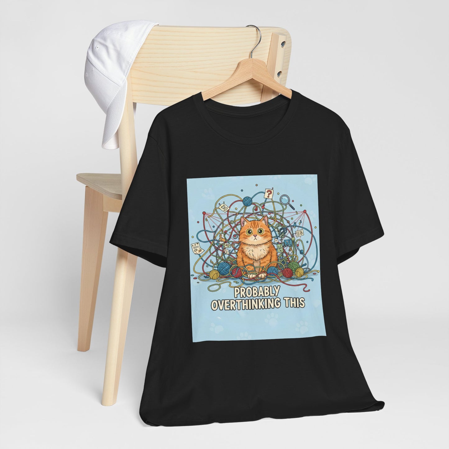 Probably Overthinking This Cat T-Shirt — Cat in Yarn Graphic Tee