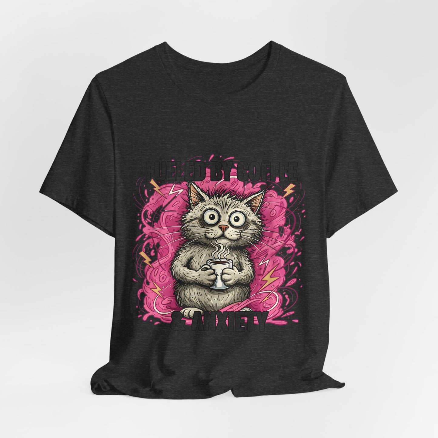 Fueled by Coffee and Anxiety Cat T-Shirt