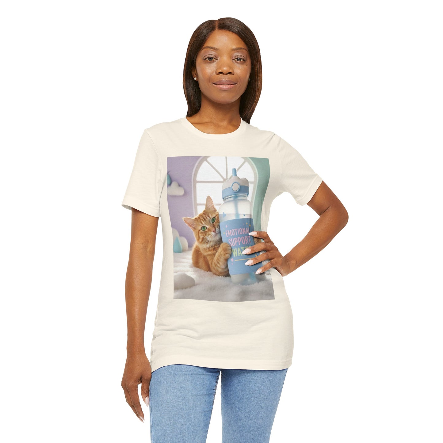 Funny Cat T-Shirt — 'Emotional Support Water Bottle' Graphic Tee