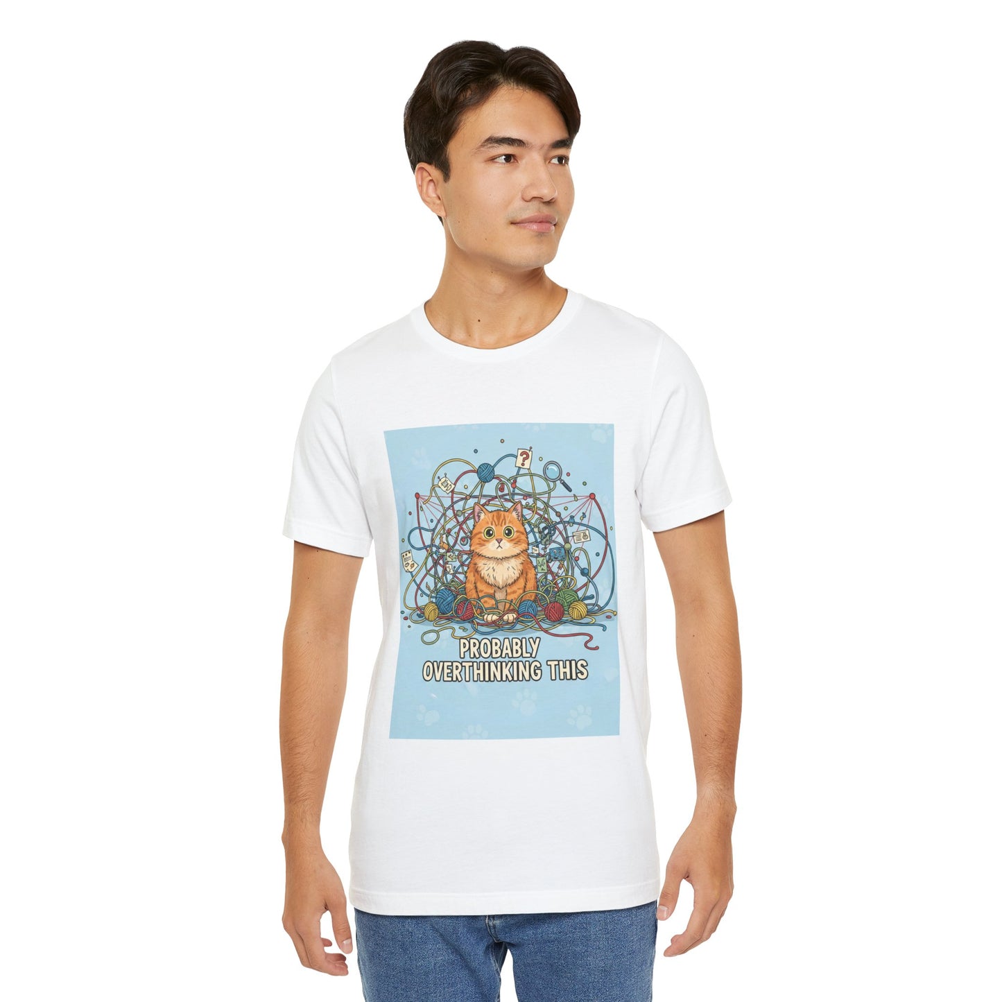 Probably Overthinking This Cat T-Shirt — Cat in Yarn Graphic Tee