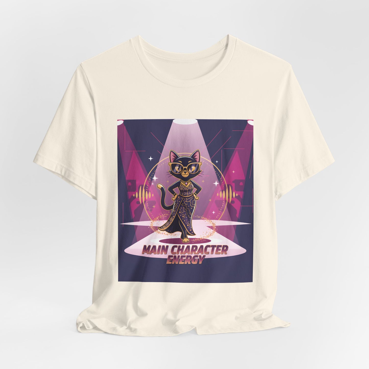 Main Character Energy Cat T-Shirt — High-Class Spotlight Kitty Tee