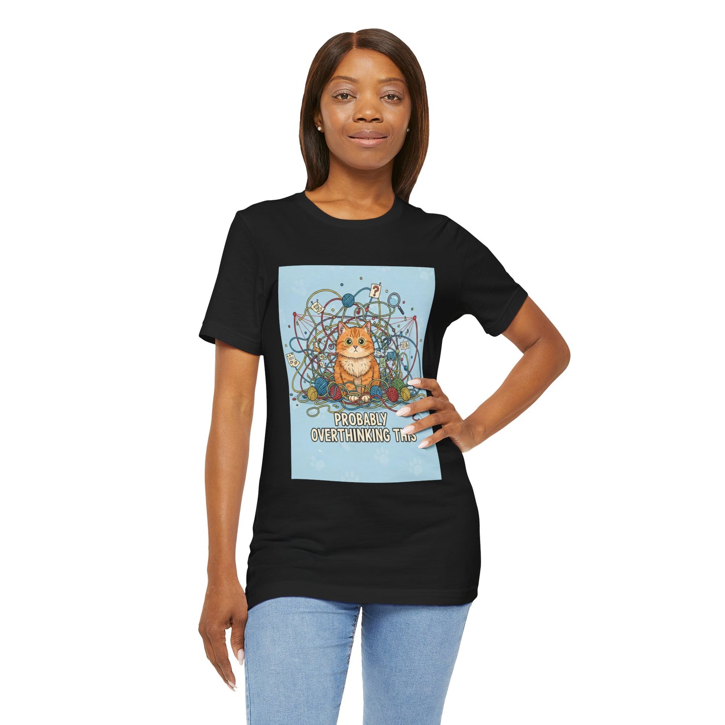 Probably Overthinking This Cat T-Shirt — Cat in Yarn Graphic Tee