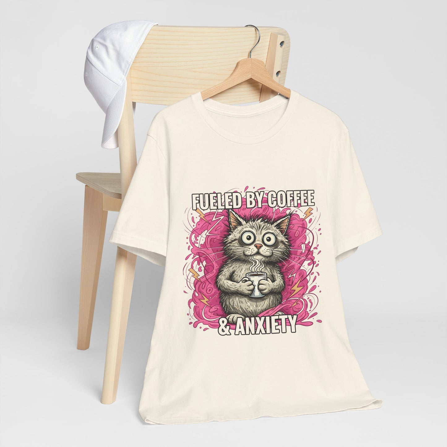 Fueled by Coffee and Anxiety Cat T-Shirt