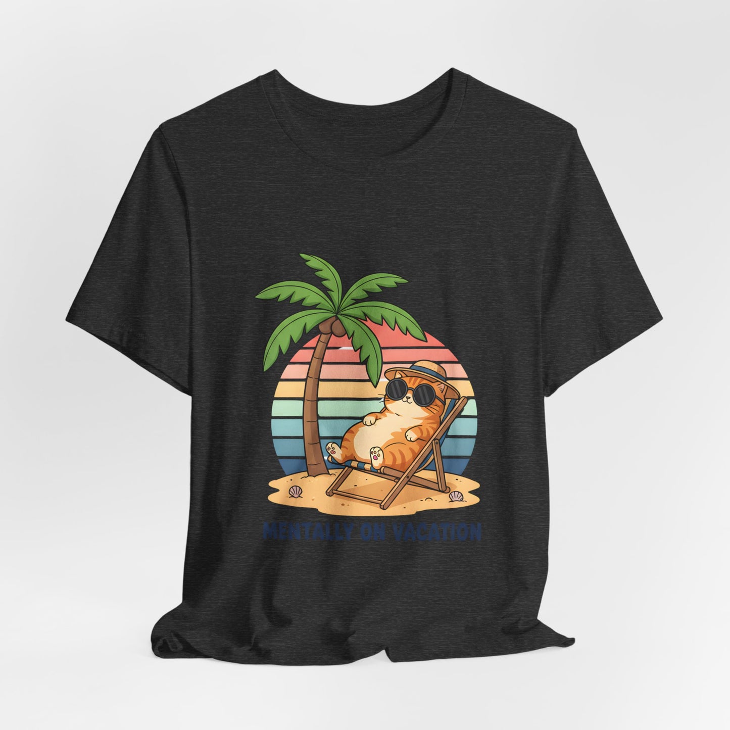 Mentally On Vacation Cat Tee — Beach Cat Palm Tree T-Shirt