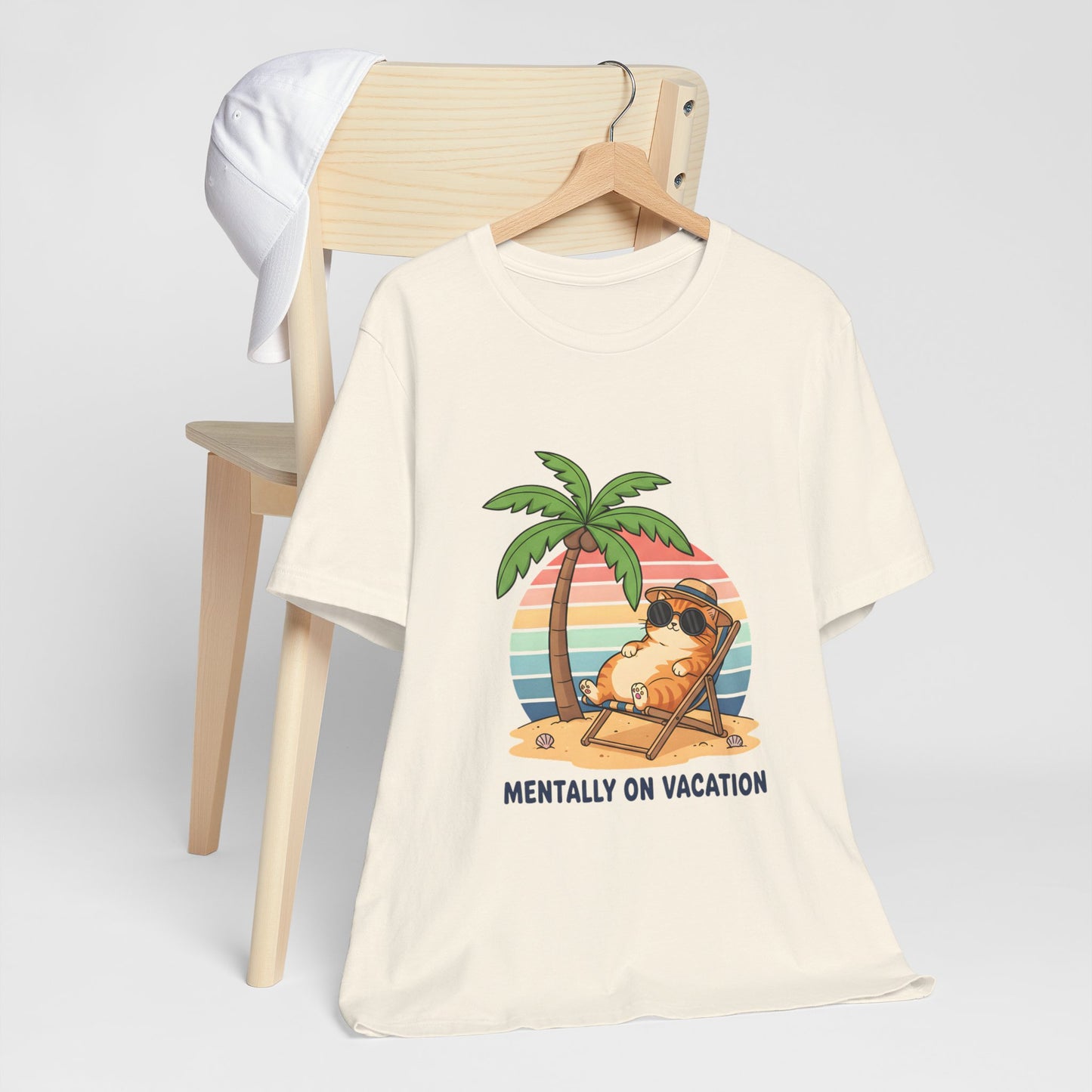 Mentally On Vacation Cat Tee — Beach Cat Palm Tree T-Shirt
