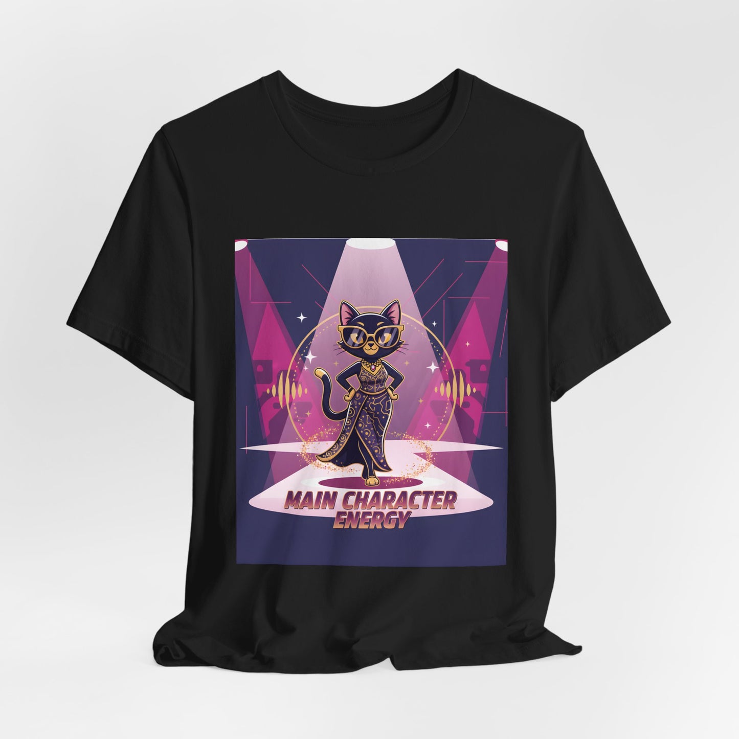 Main Character Energy Cat T-Shirt — High-Class Spotlight Kitty Tee