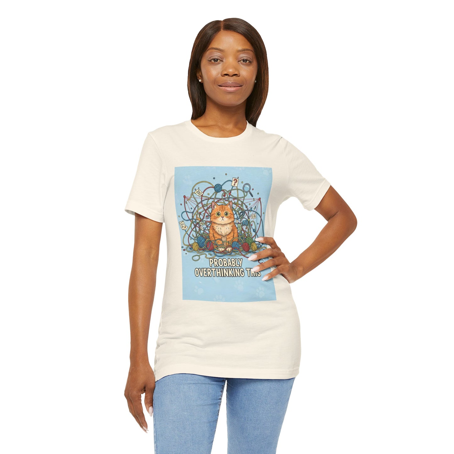 Probably Overthinking This Cat T-Shirt — Cat in Yarn Graphic Tee