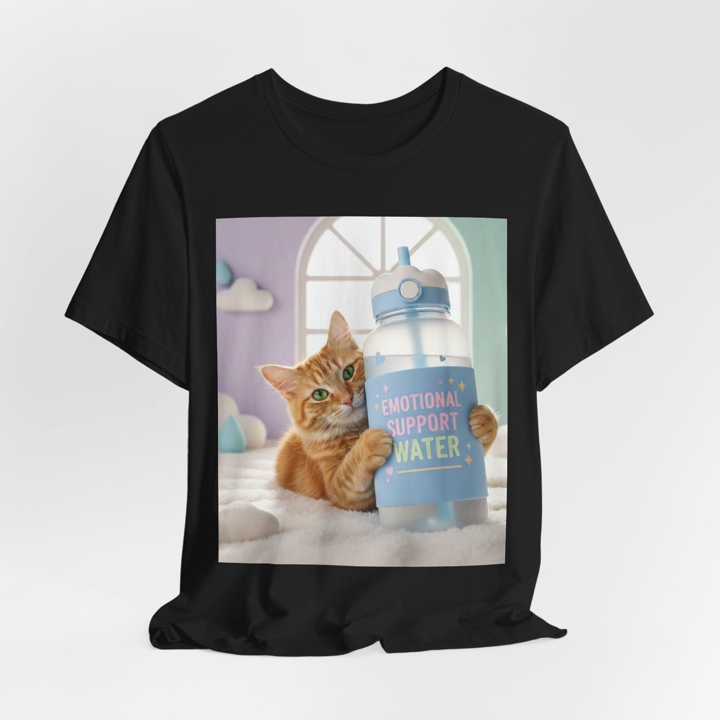 Funny Cat T-Shirt — 'Emotional Support Water Bottle' Graphic Tee