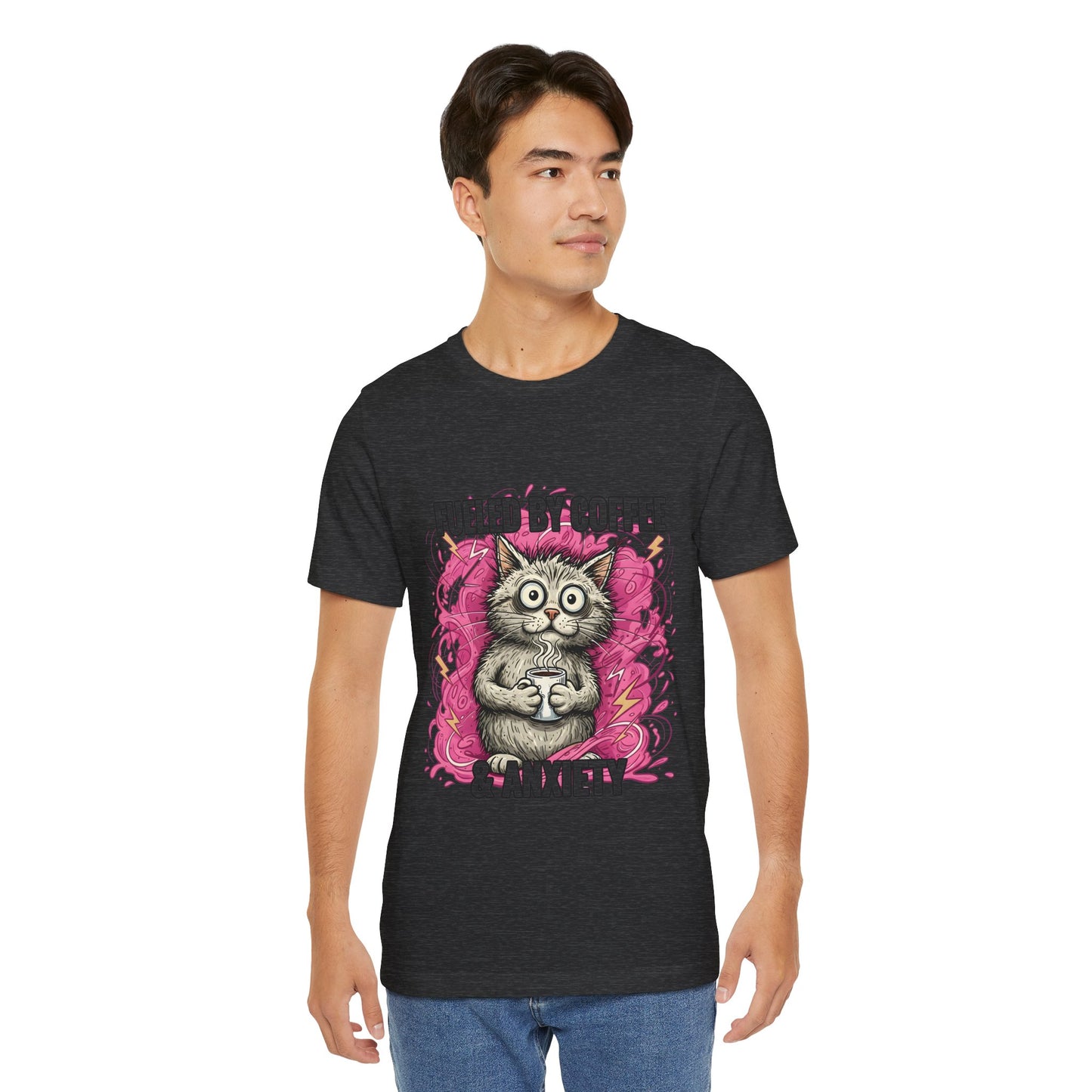 Fueled by Coffee and Anxiety Cat T-Shirt
