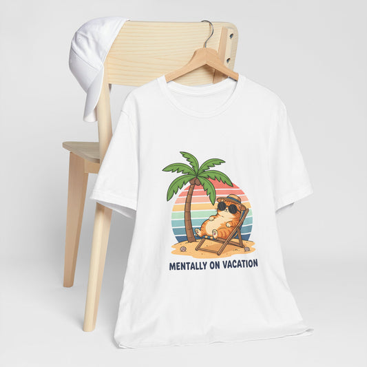 Mentally On Vacation Cat Tee — Beach Cat Palm Tree T-Shirt