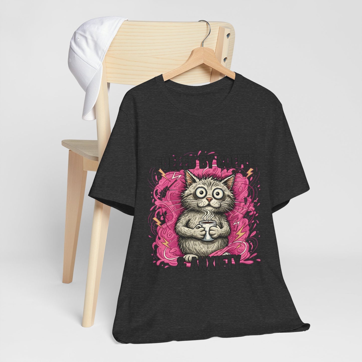 Fueled by Coffee and Anxiety Cat T-Shirt