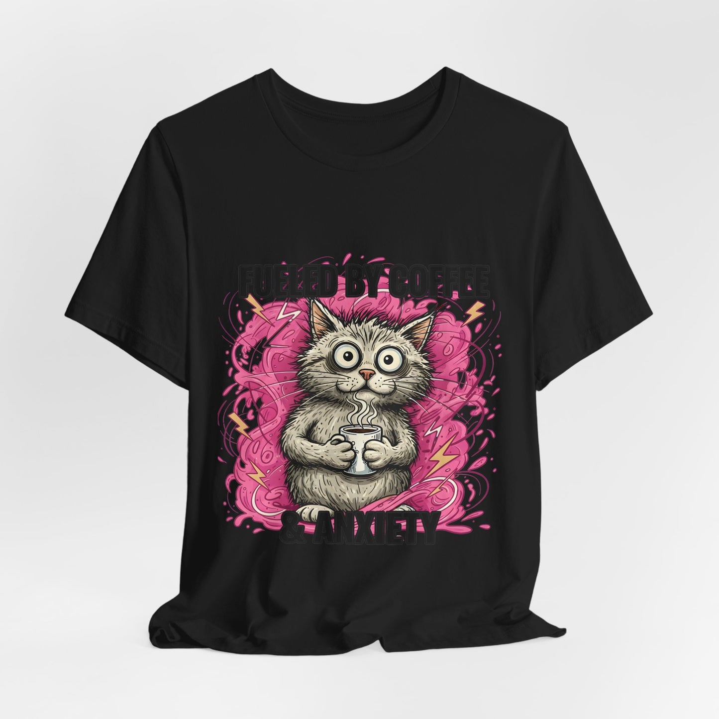 Fueled by Coffee and Anxiety Cat T-Shirt