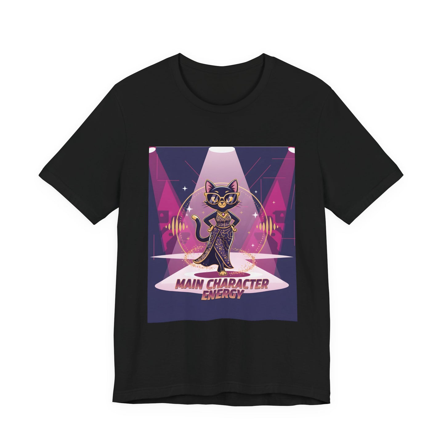 Main Character Energy Cat T-Shirt — High-Class Spotlight Kitty Tee