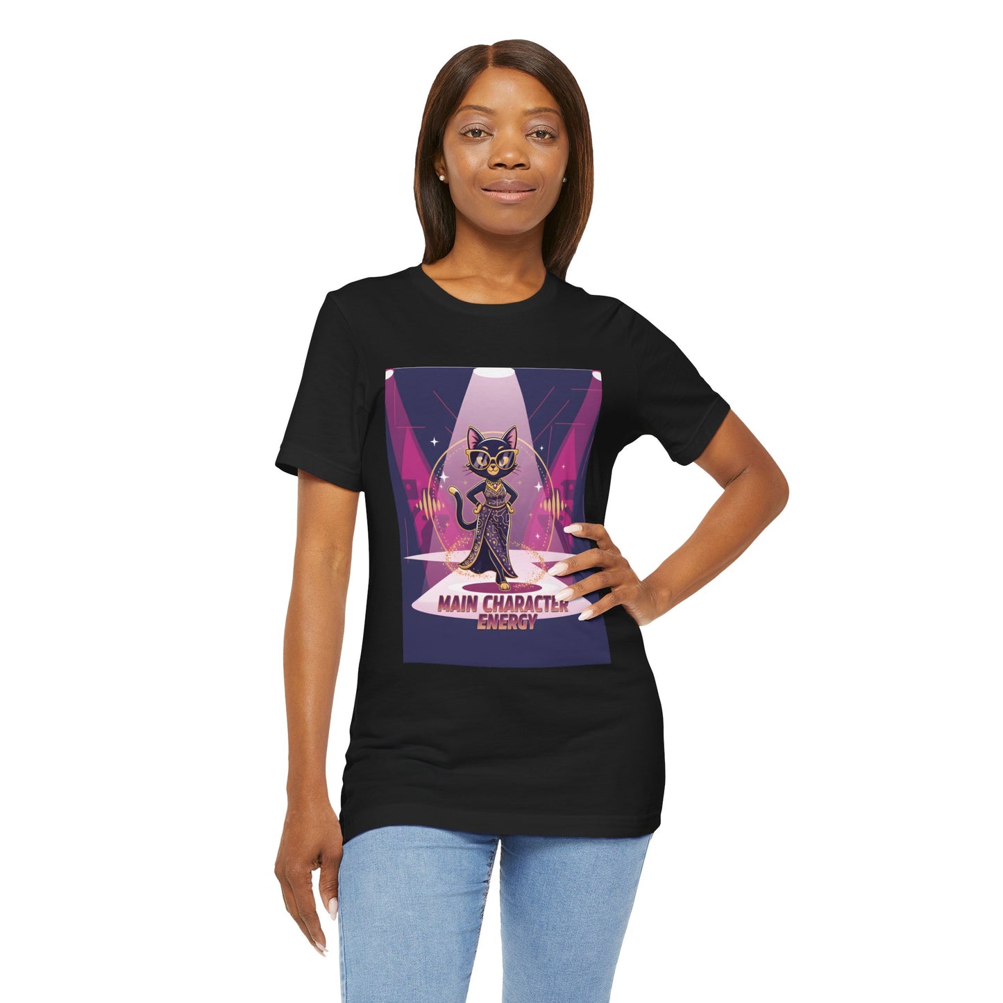 Main Character Energy Cat T-Shirt — High-Class Spotlight Kitty Tee
