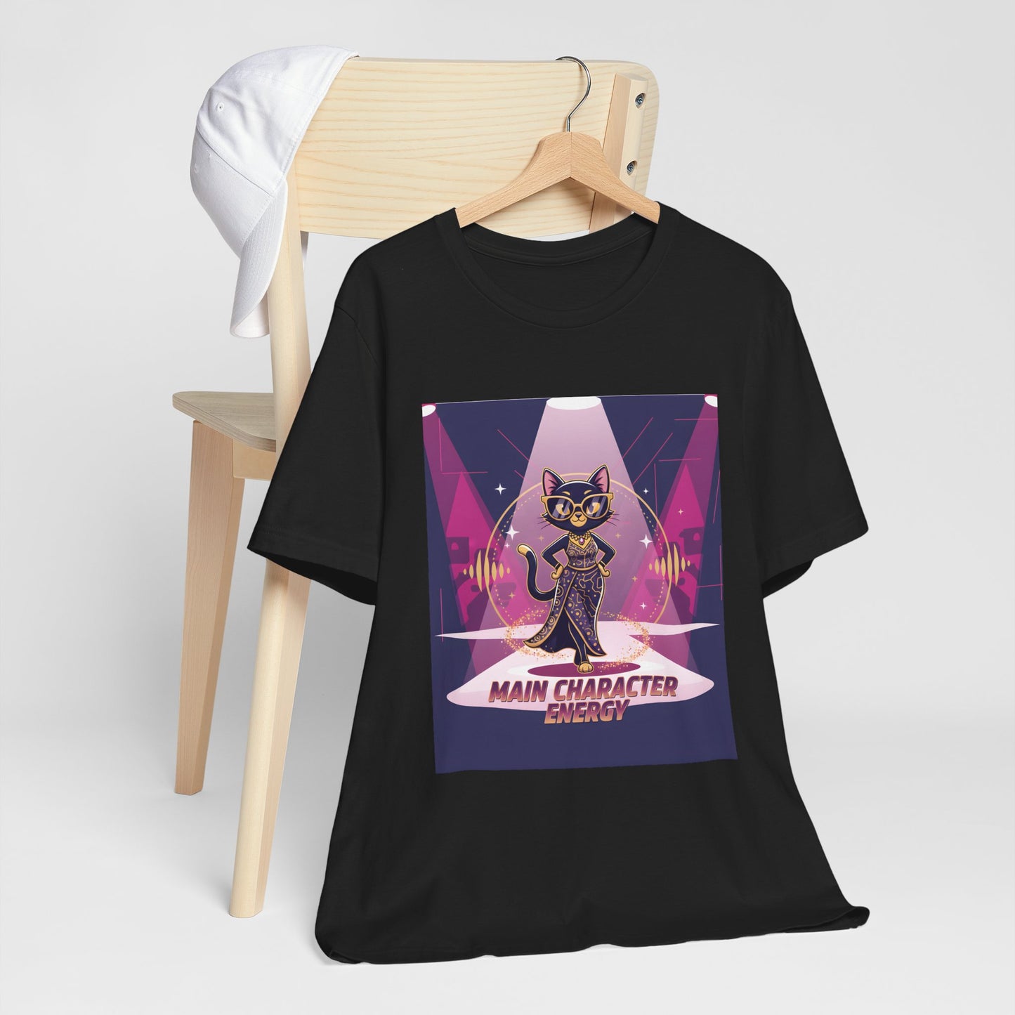 Main Character Energy Cat T-Shirt — High-Class Spotlight Kitty Tee