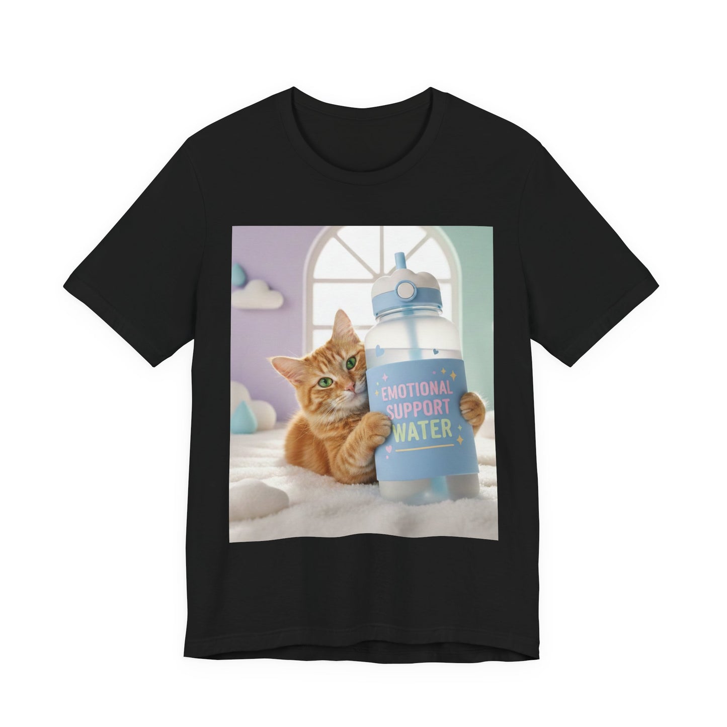 Funny Cat T-Shirt — 'Emotional Support Water Bottle' Graphic Tee