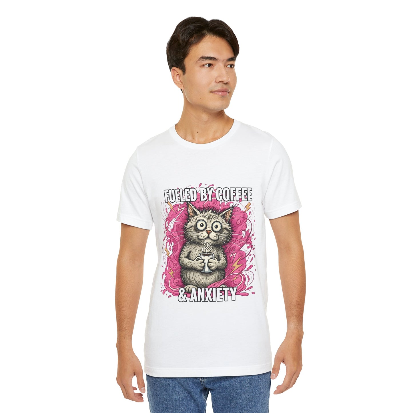 Fueled by Coffee and Anxiety Cat T-Shirt