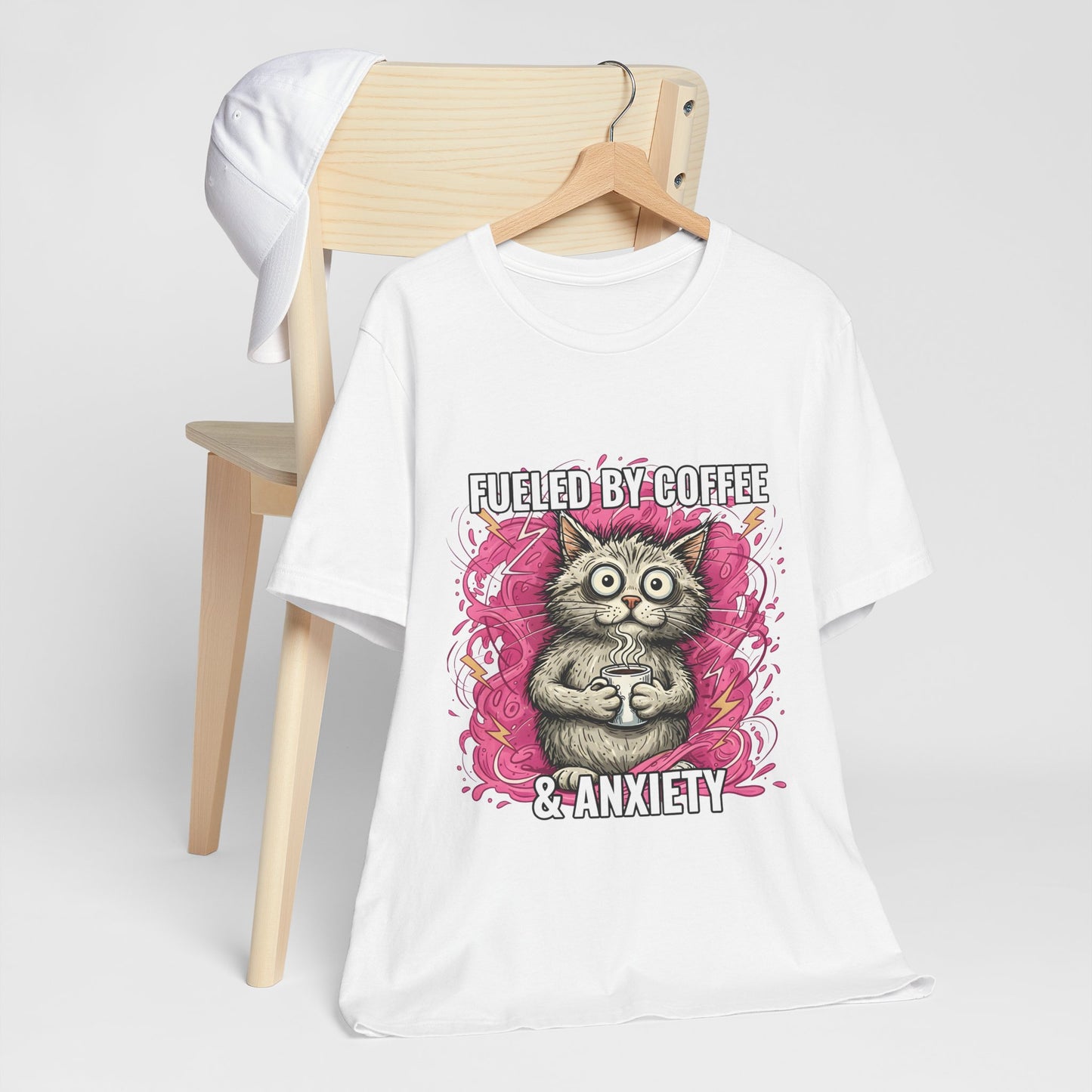 Fueled by Coffee and Anxiety Cat T-Shirt