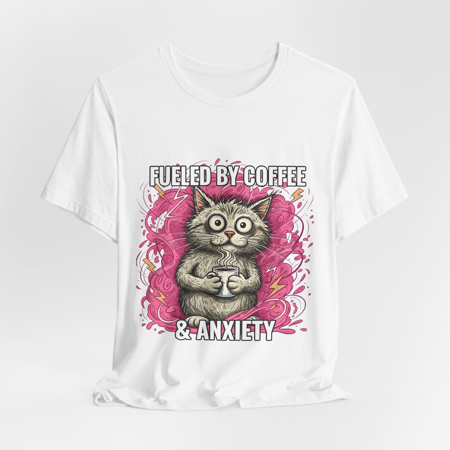 Fueled by Coffee and Anxiety Cat T-Shirt