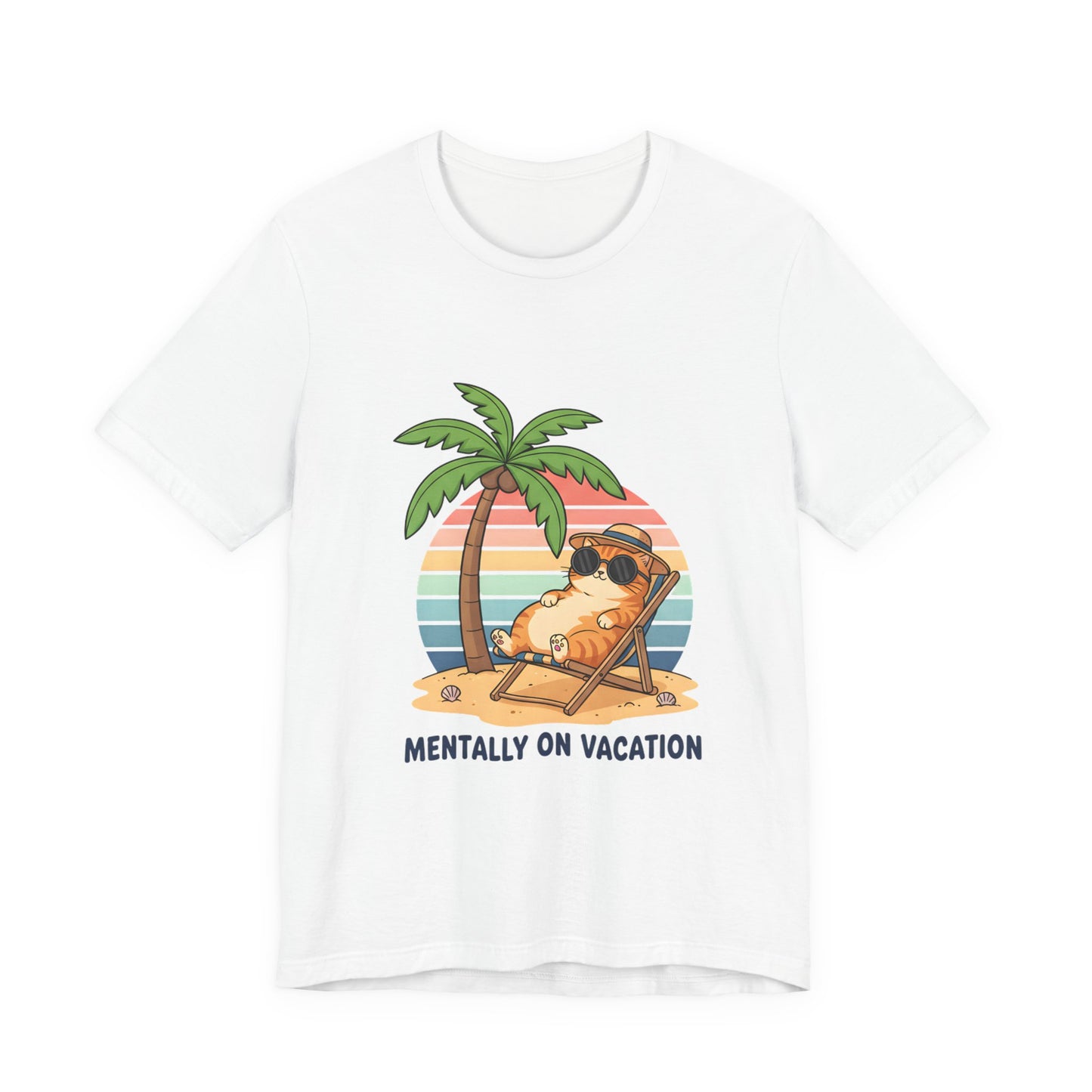 Mentally On Vacation Cat Tee — Beach Cat Palm Tree T-Shirt