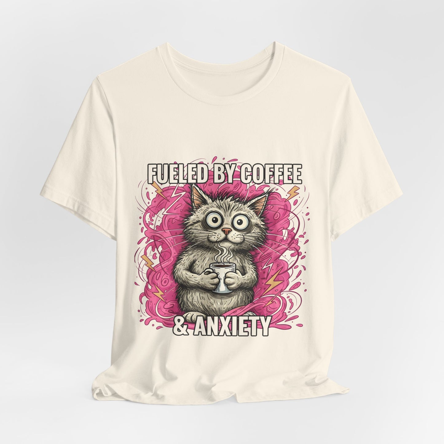Fueled by Coffee and Anxiety Cat T-Shirt